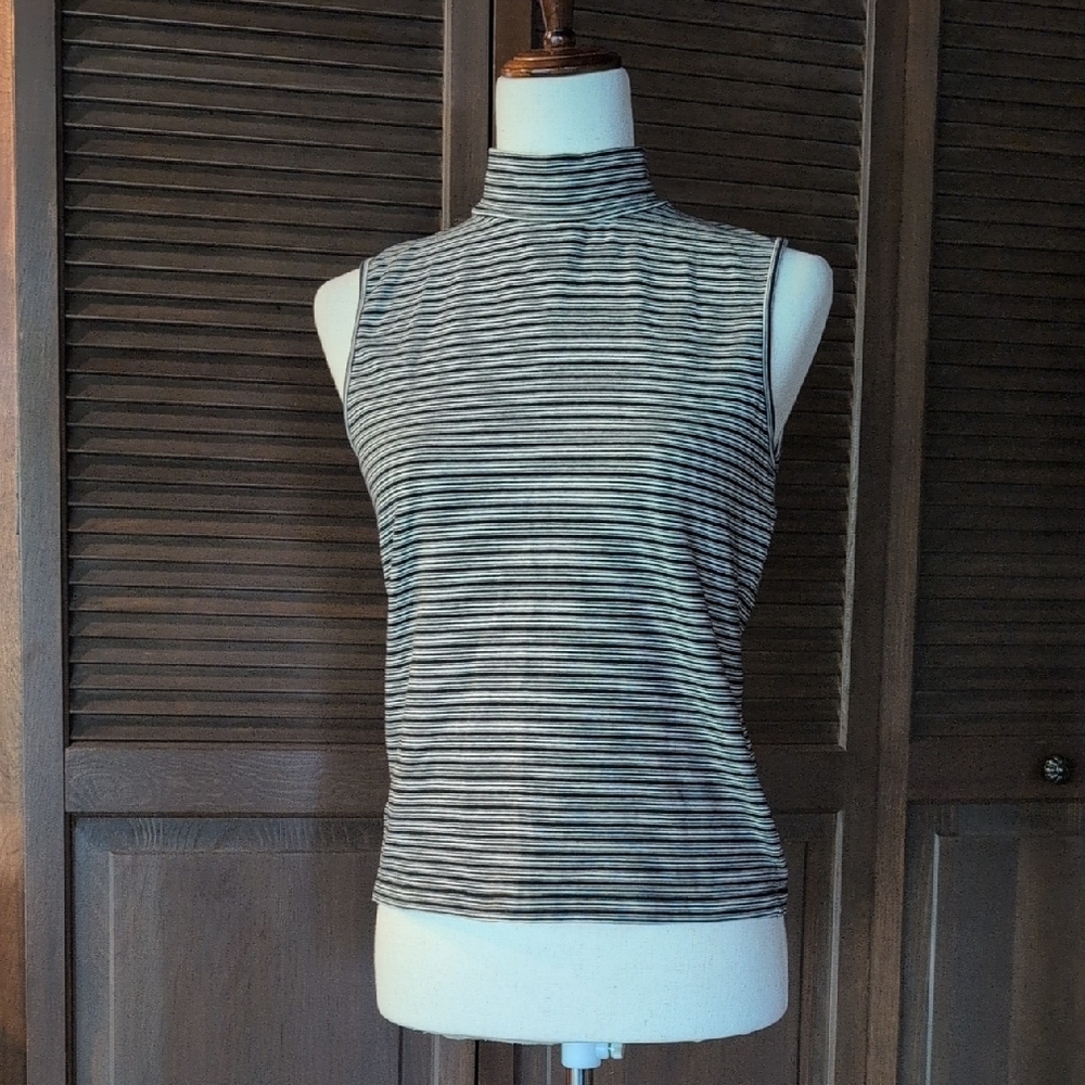 ANN TAYLOR Striped Mock Turtle Tank Top - Med - EUC